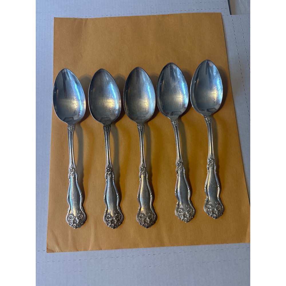 Wm Rogers & Son Teaspoons Set‎ of 5 Silver Silverplate Good April Floral AA